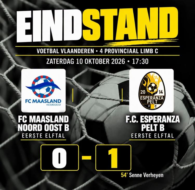 FC Maasland NO B - Esperanza Pelt B 0-1